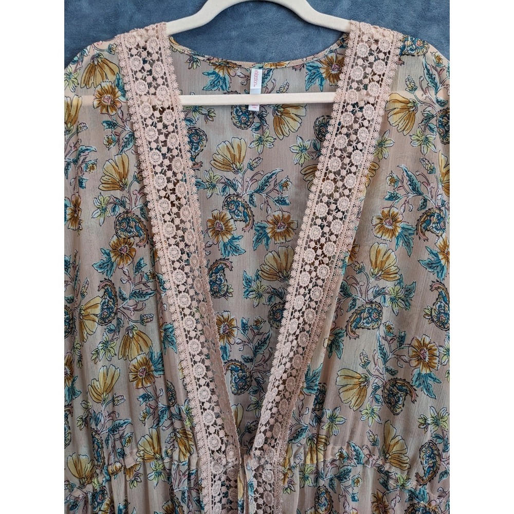 Xhilaration Sheer Lace Duster Robe Romantic Floral Beach Coverup Kimono XL/XXL - Picture 2 of 16